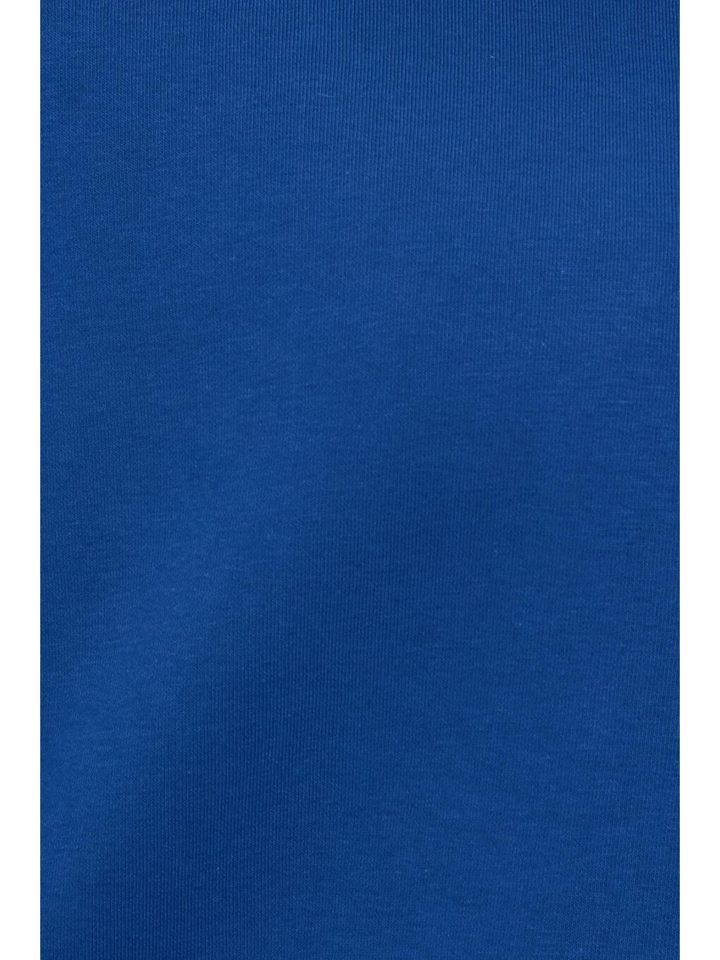 Kadın Oversize Geniş Kesim Pamuklu 3 Iplik Bisiklet Yaka Mavi Sweatshirt-5