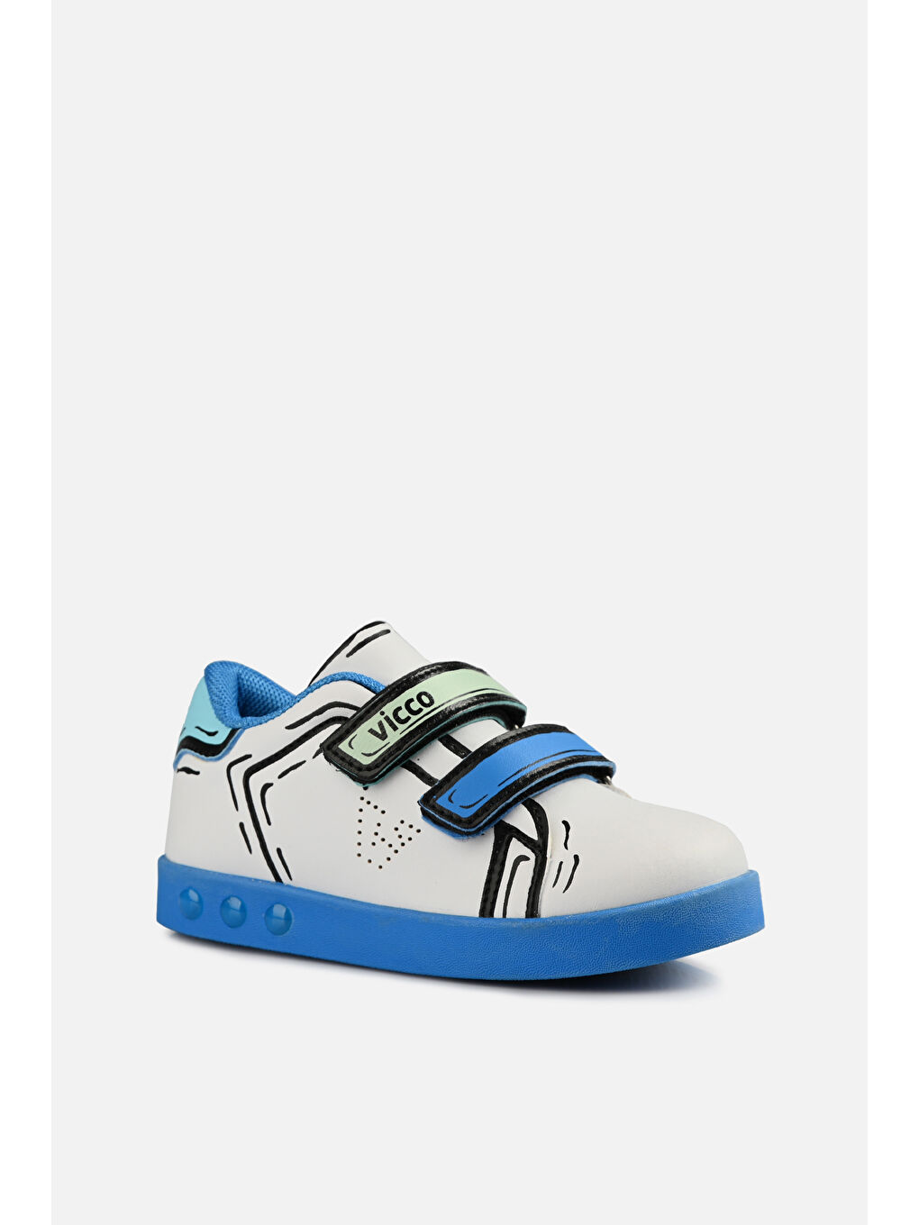 Picasso Işıklı Erkek Okul Öncesi Beyaz/Saks Mavi Sneaker-1