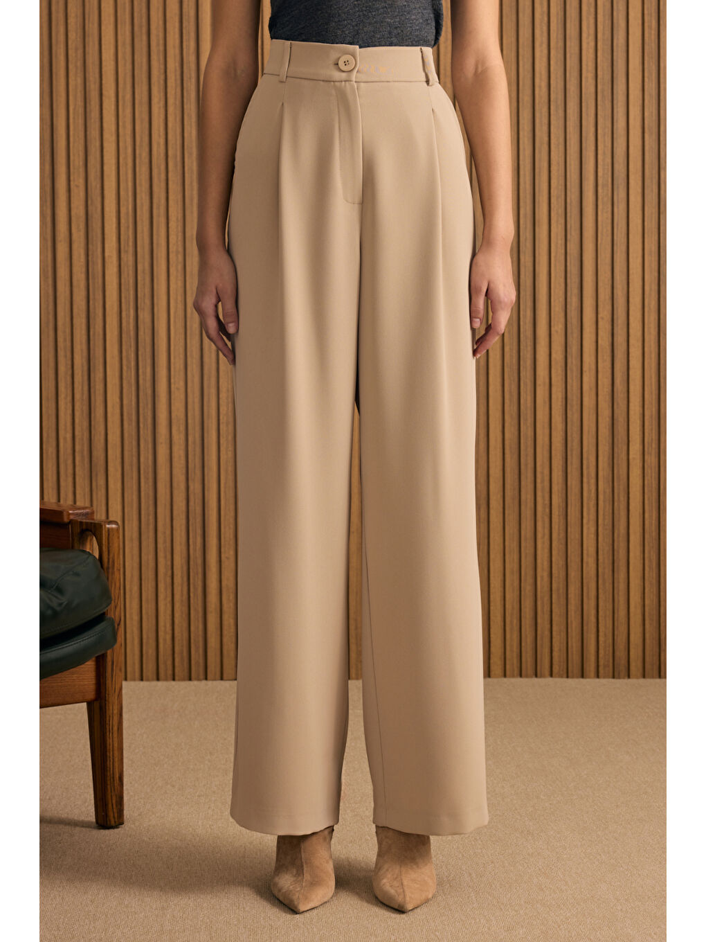 Bej Dokuma Pantolon-2