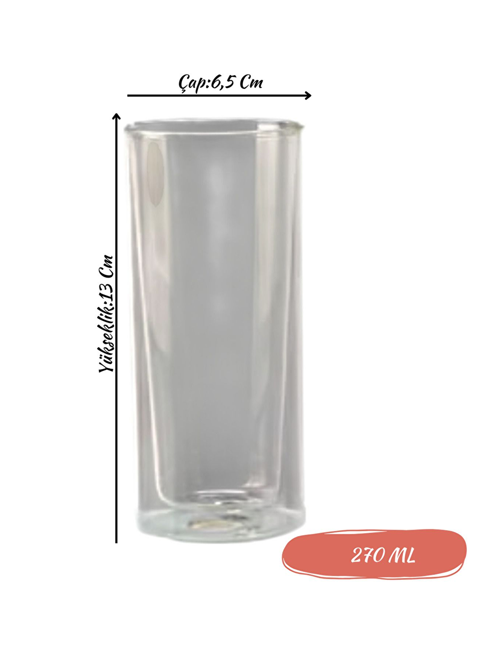 Renksiz Uzun Cam Bardak Seti 270 ml 6 Adet 2325-5