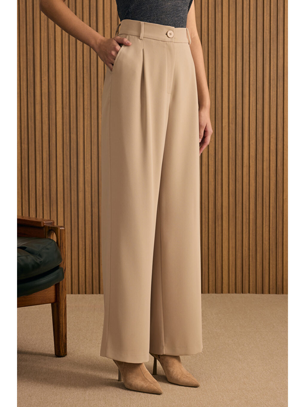 Bej Dokuma Pantolon-3