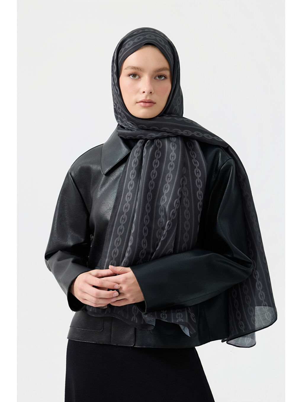 Pamuk Twill Şal Chain Siyah