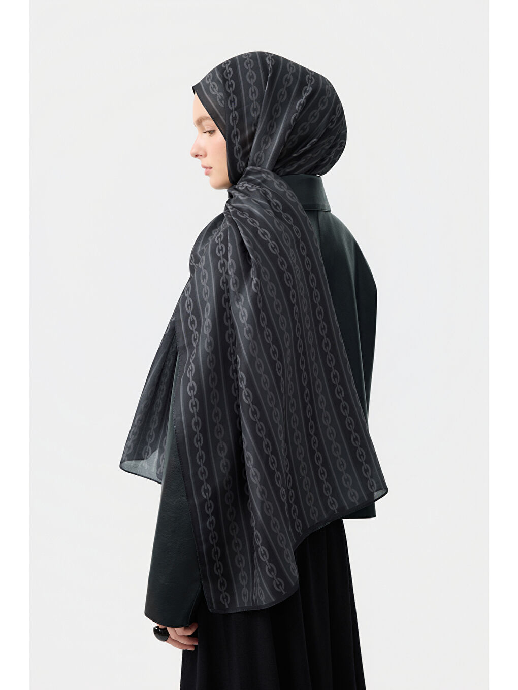 Pamuk Twill Şal Chain Siyah-4