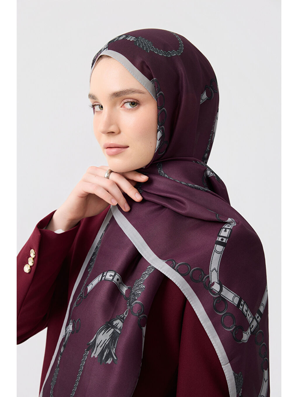 Pamuk Twill Şal Linkage Mürdüm