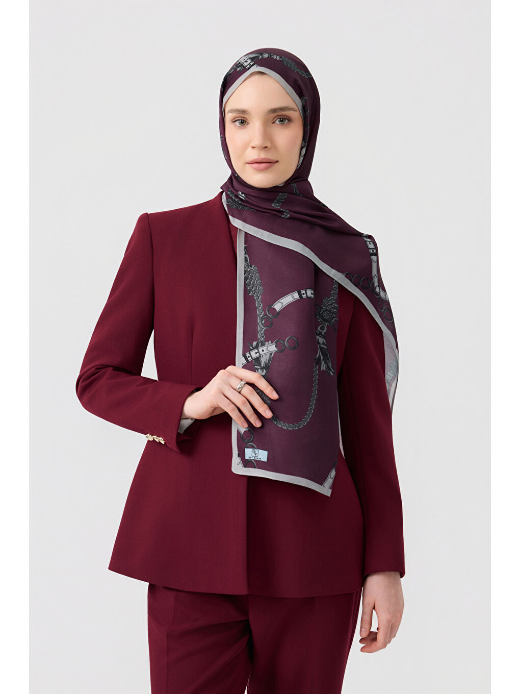 Pamuk Twill Şal Linkage Mürdüm-1