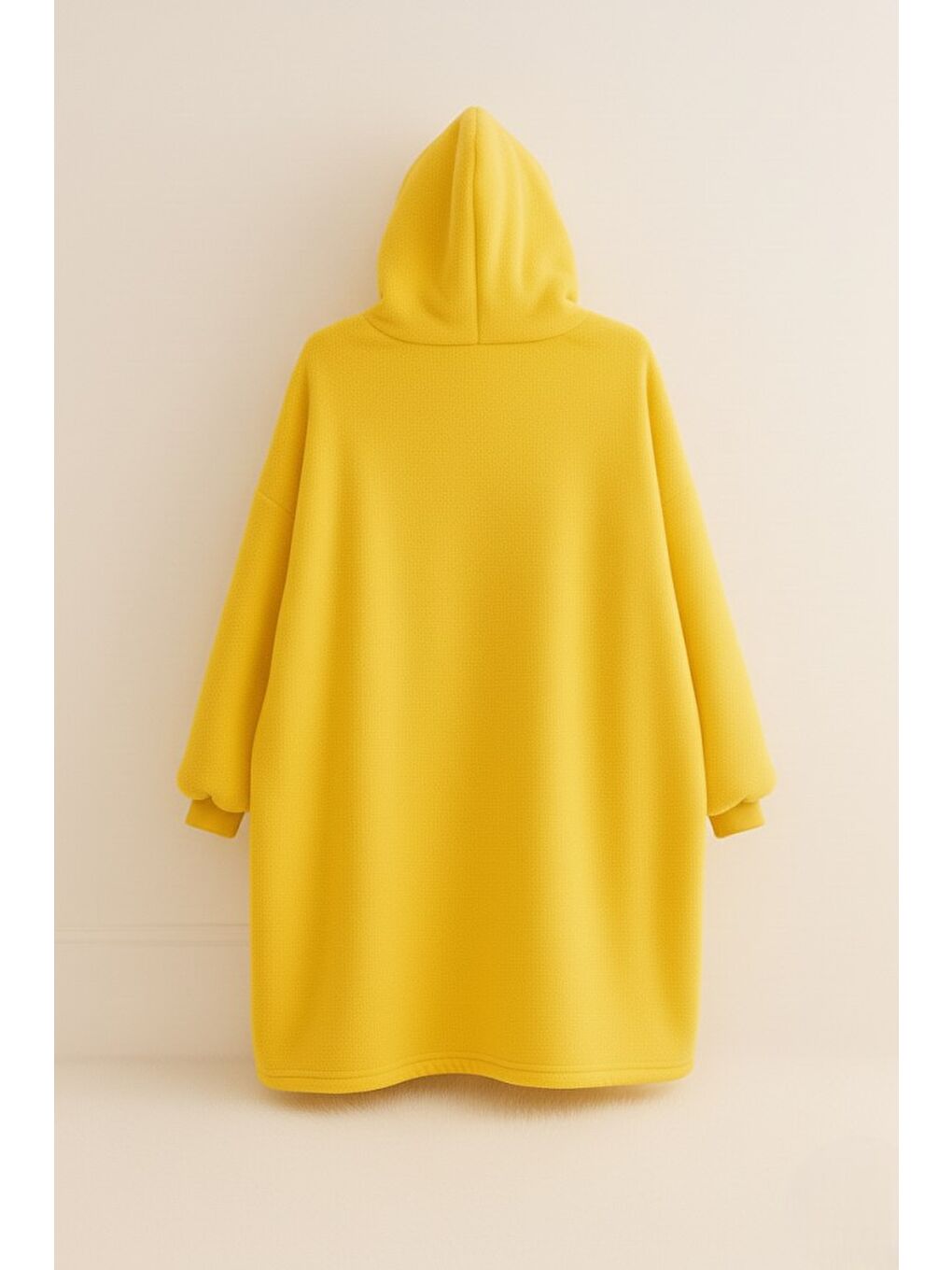 Sarı Wellsoft Kapüşonlu Giyilebilir Tv Battaniyesi Unisex Over Size-1