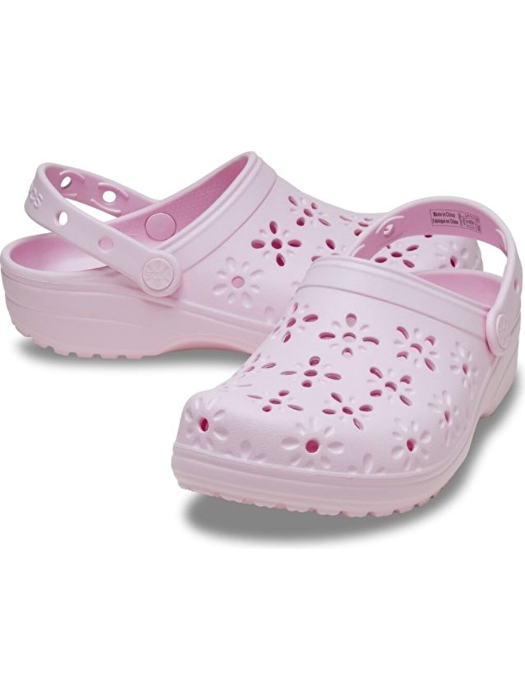 Pembe Classic Floral Cut Out Clog Kadın Beyaz Sabo Terlik 210927-2