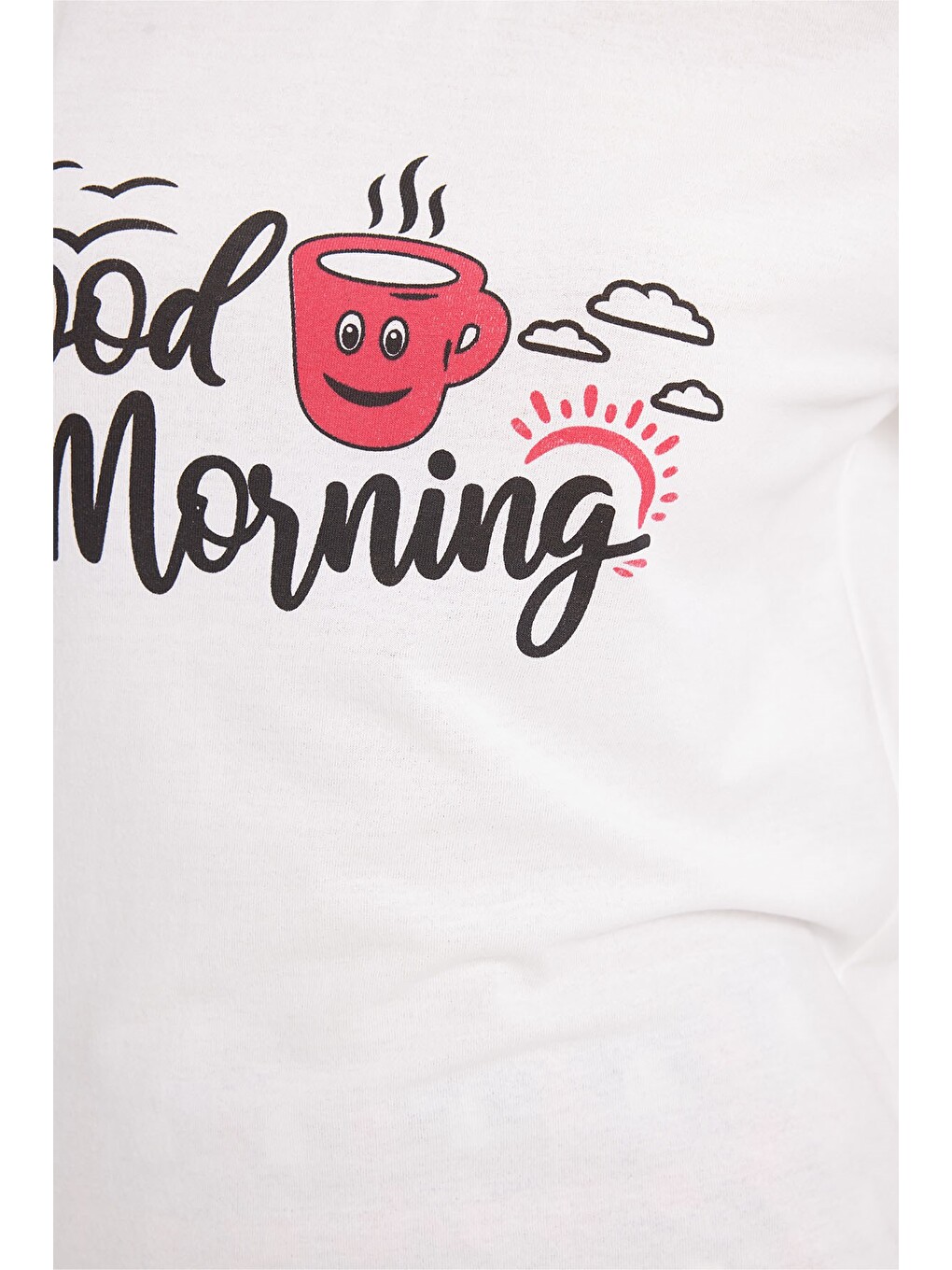 Kadın Regular Fit Klasik Kesim Pamuklu Bisiklet Yaka Kısa Kollu Baskılı Beyaz Pijama Takımı-6