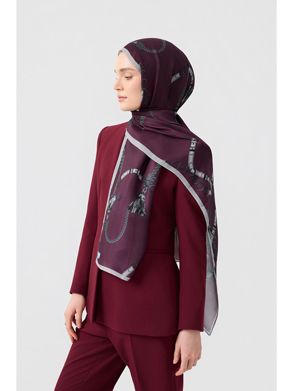 Pamuk Twill Şal Linkage Mürdüm-2