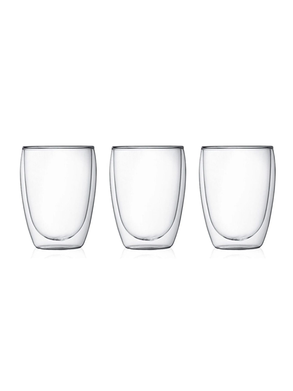 Renksiz Çift Cidarlı Borosilikat Cam Şeffaf Cam Bardak 350 ml - 3 Adet 2772-3
