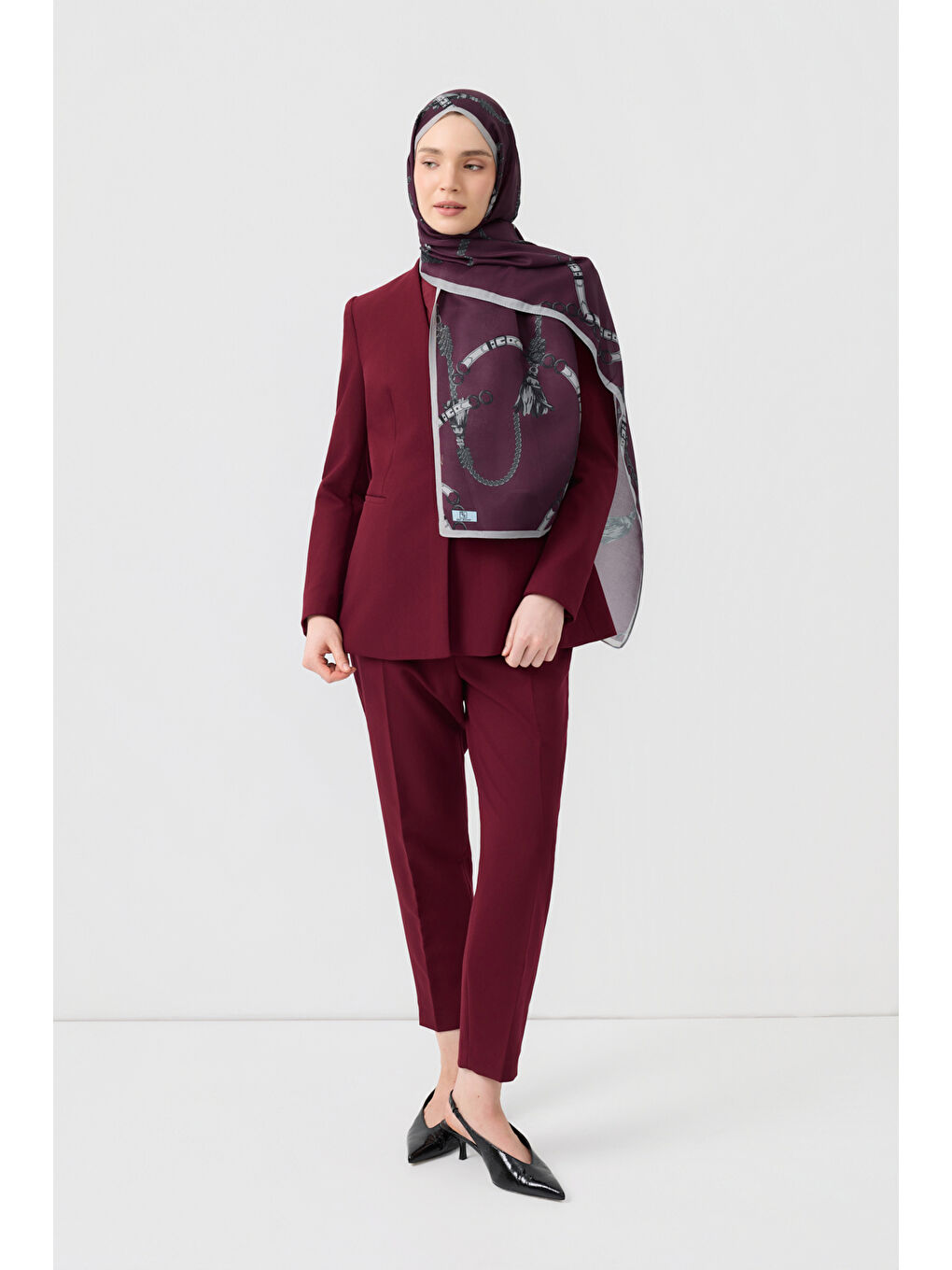 Pamuk Twill Şal Linkage Mürdüm-3