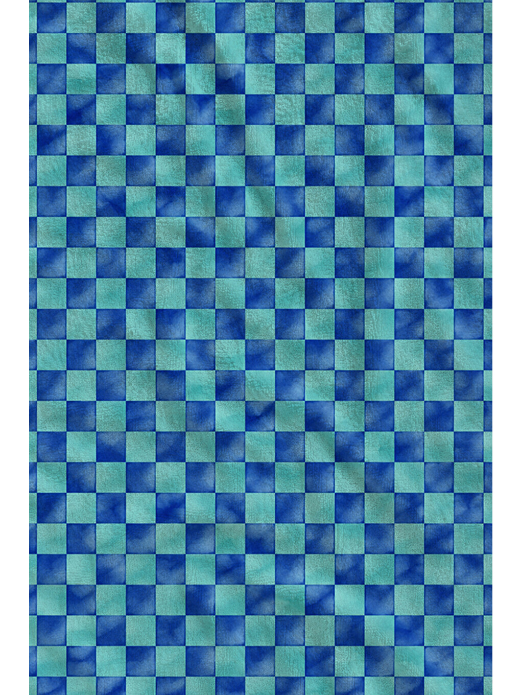 Modern Mavi Yeşil Optik Küp Geometrik Kareli Desenli 70x150 Plaj Havlusu - Pamuklu Banyo Havlusu-2