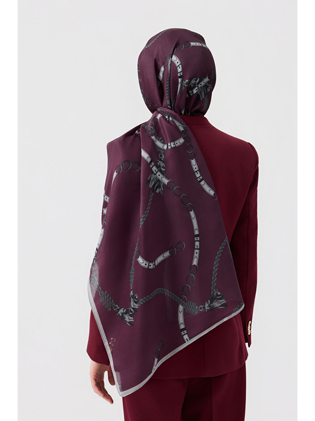 Pamuk Twill Şal Linkage Mürdüm-4