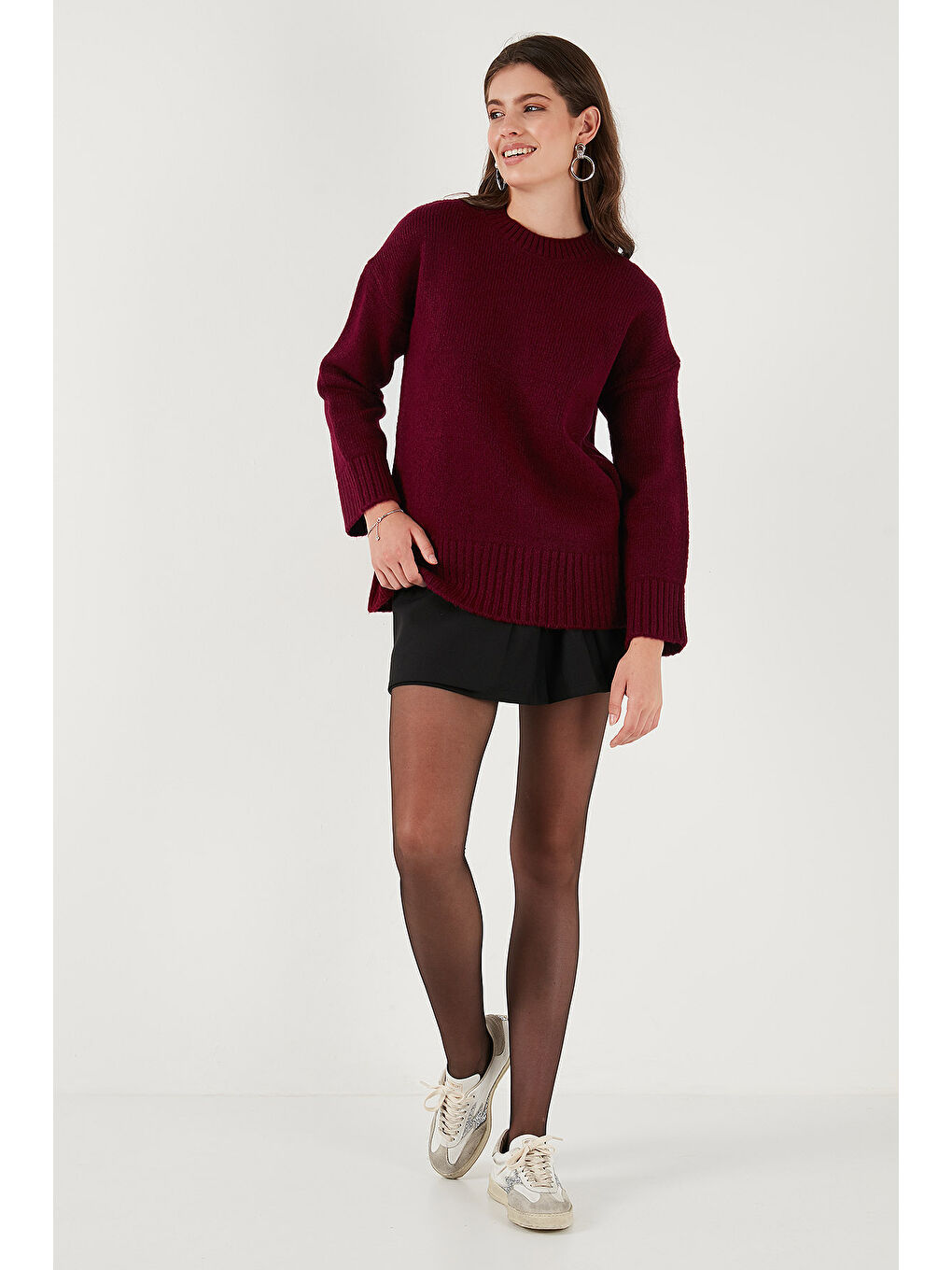 Bordo Regular Fit Bisiklet Yaka Basic 2'li Paket Triko Kazak 4616213S2-3