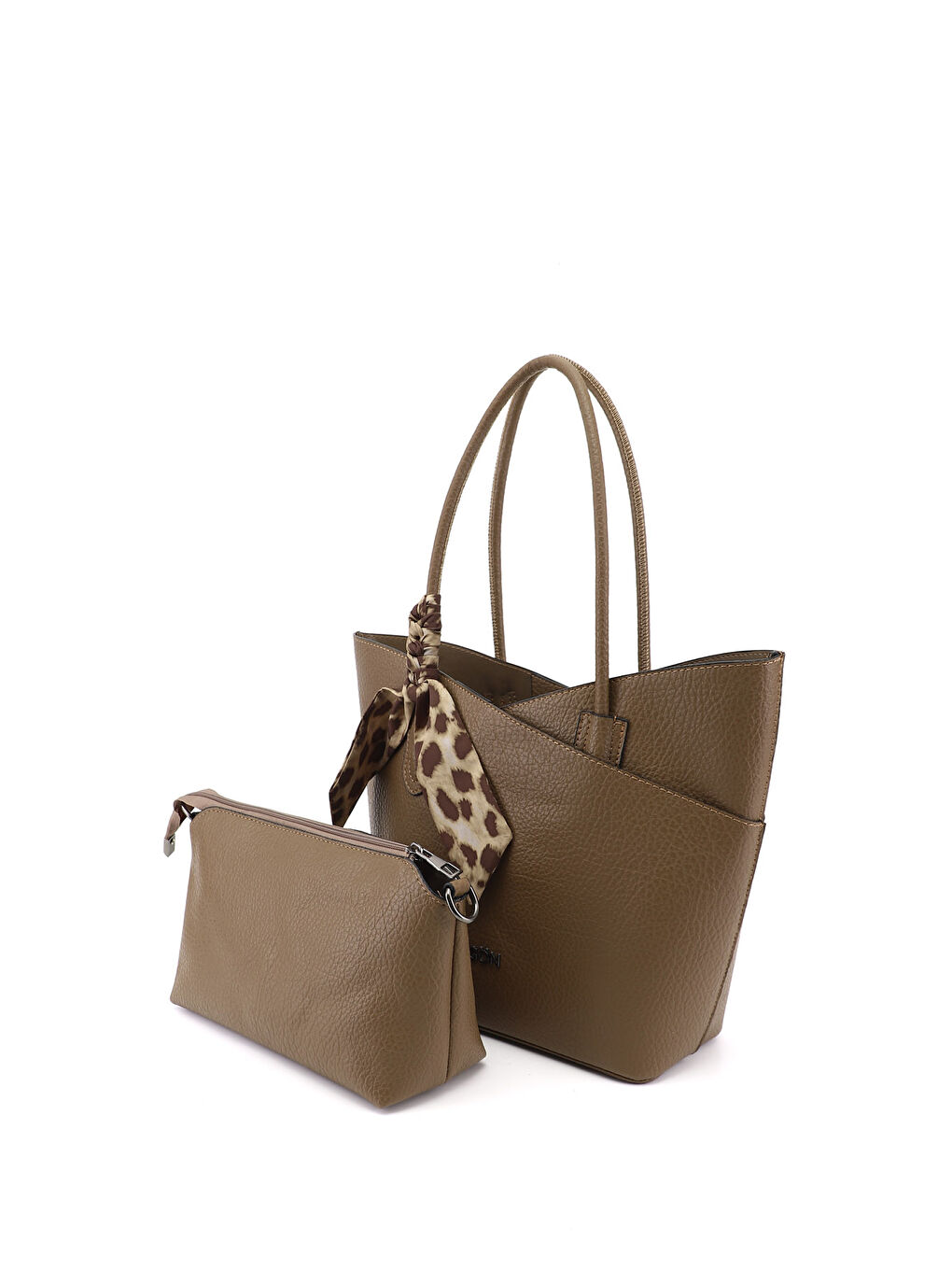 Bej Kadın BEJ-VİZON Yavrulu Omuz Çantası-4