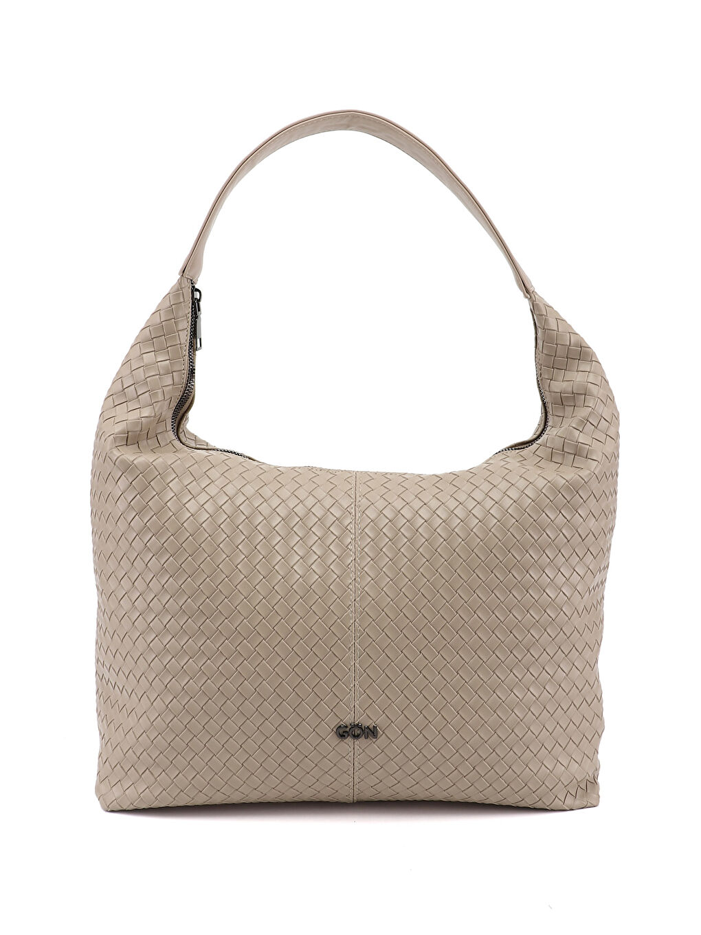 Bej Kadın YENİ BEJ Örgü Baskılı Omuz Çantası