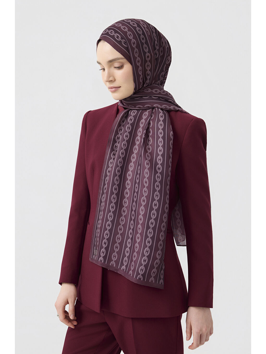 Mor Pamuk Twill Şal Chain Mürdüm-1