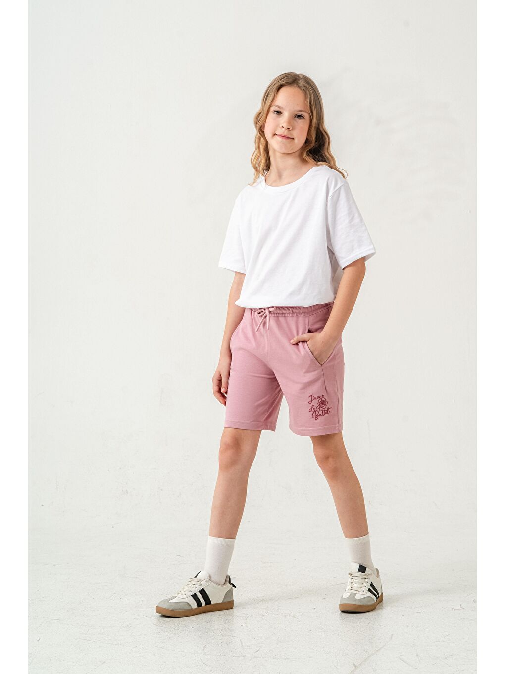 Pembe Jaime Le  Bullet Nakışlı Kız Çocuk Şort-1