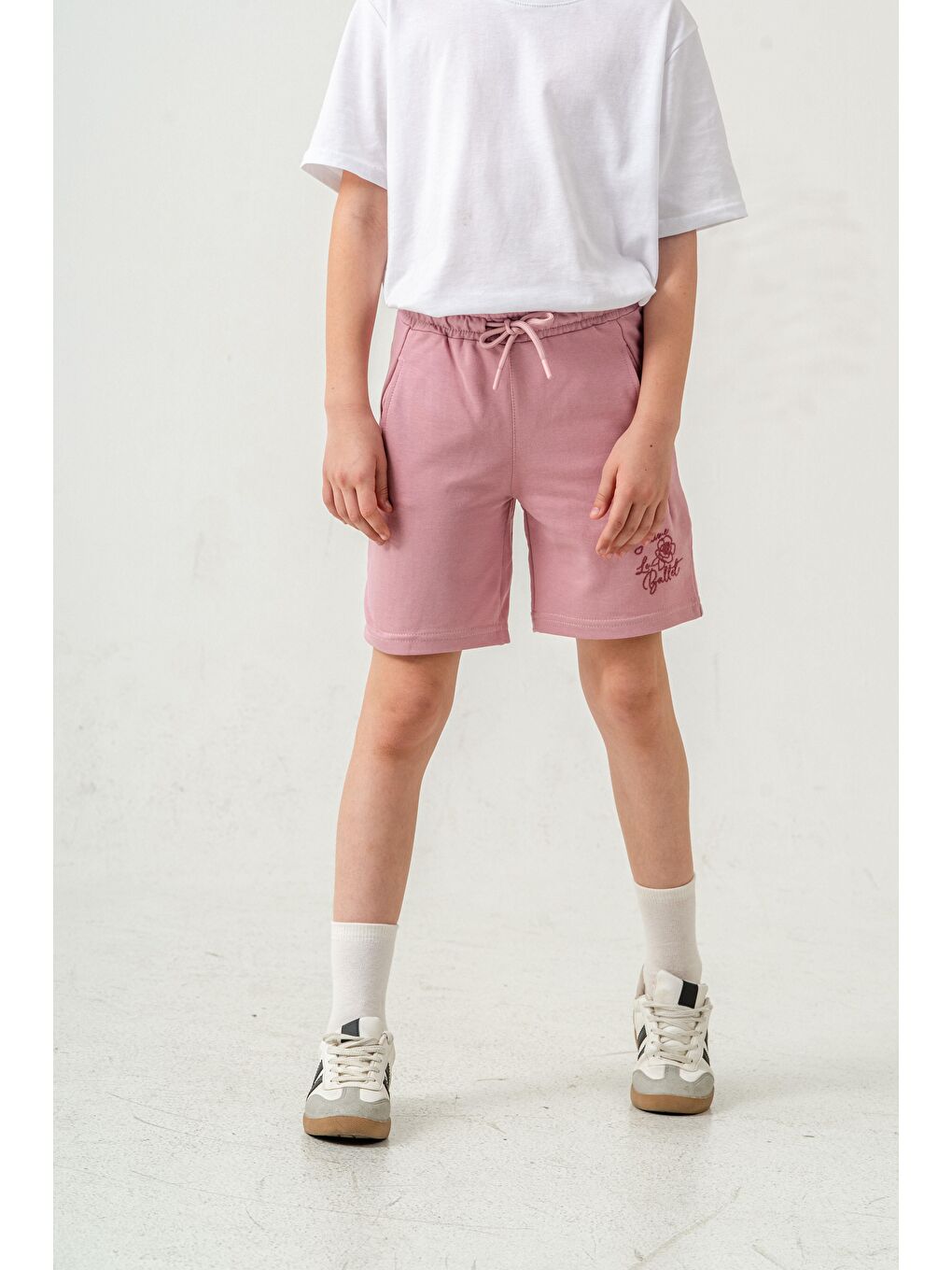 Pembe Jaime Le  Bullet Nakışlı Kız Çocuk Şort-2
