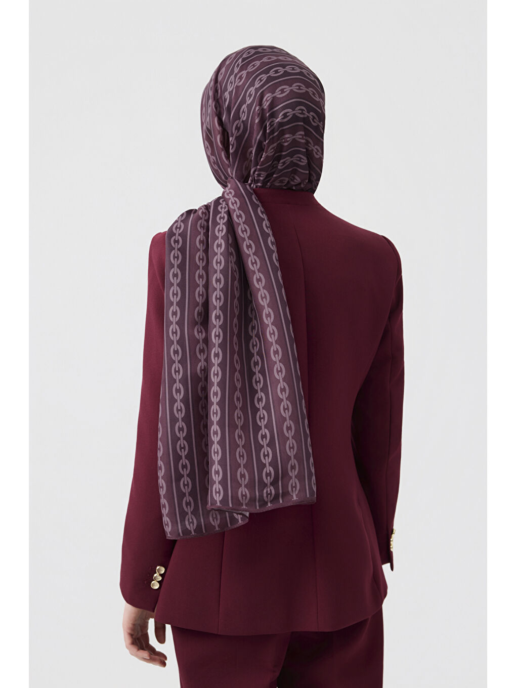 Mor Pamuk Twill Şal Chain Mürdüm-3