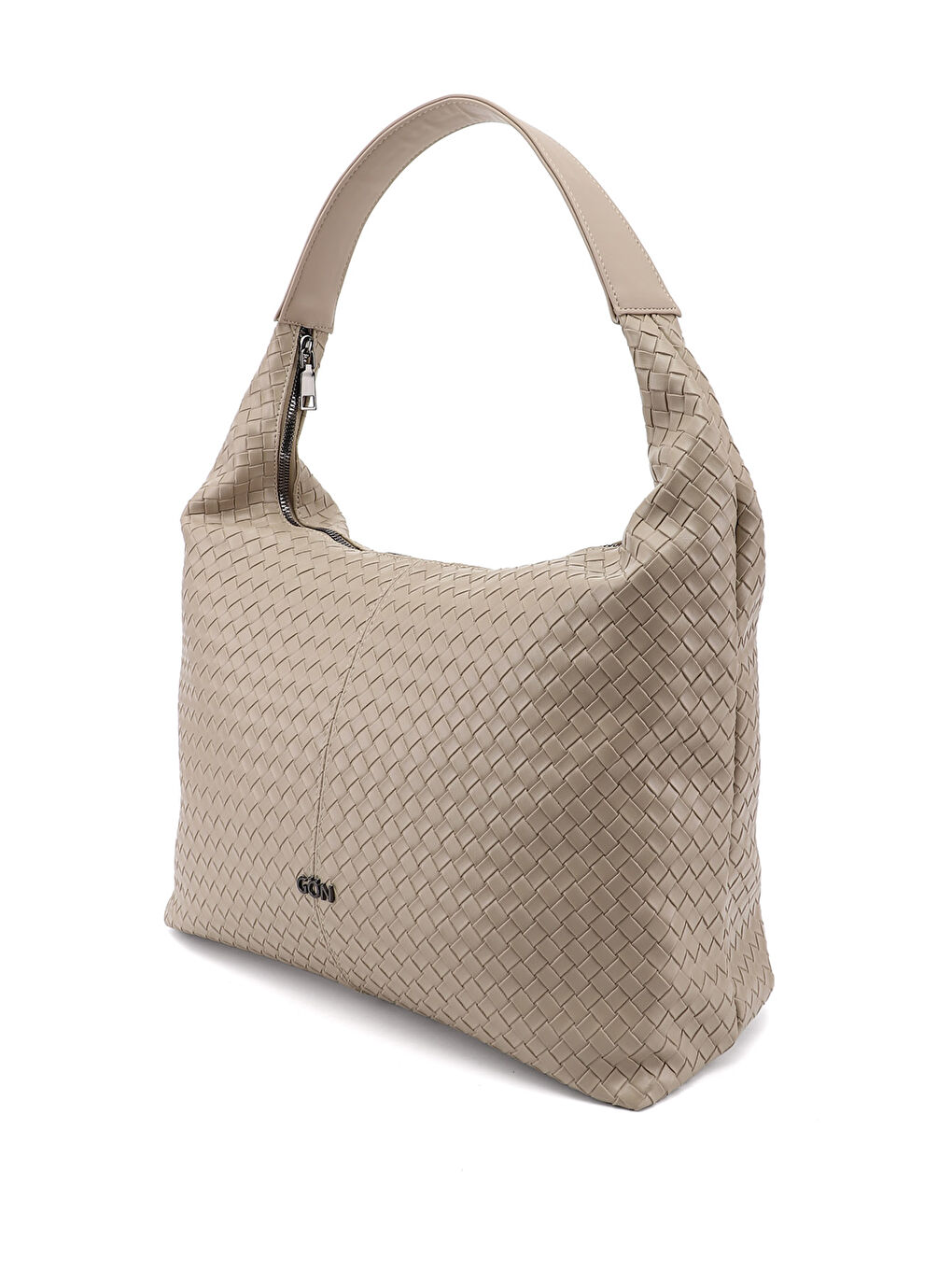 Bej Kadın YENİ BEJ Örgü Baskılı Omuz Çantası-2