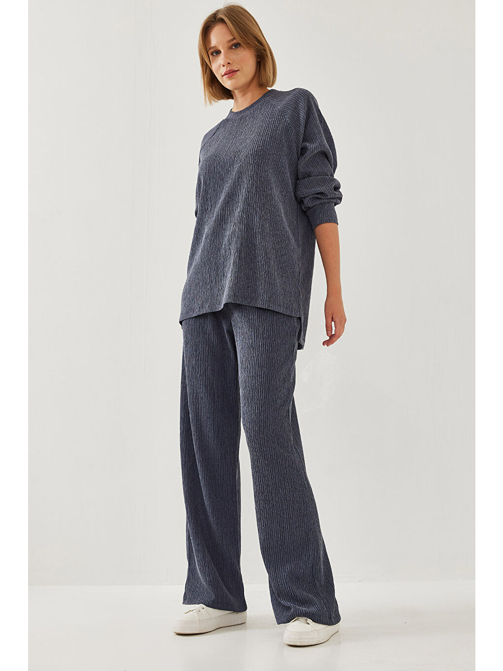 İndigo Kadın Beli Lastikli İkili Alt Üst Takım