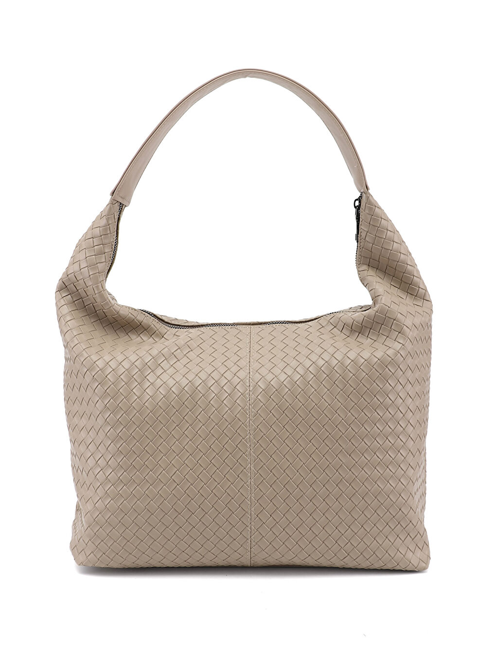 Bej Kadın YENİ BEJ Örgü Baskılı Omuz Çantası-3