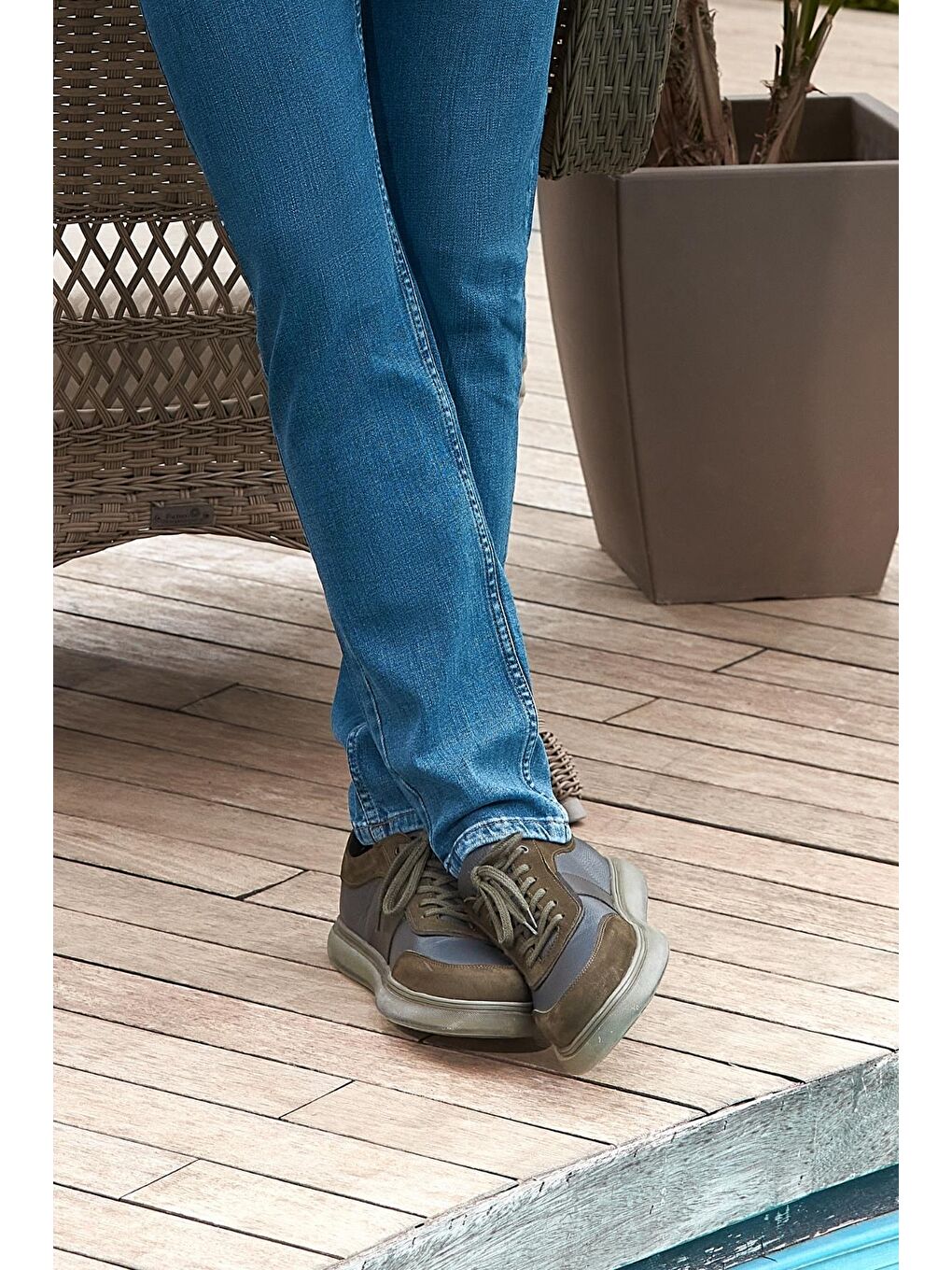 Koyu Haki Hakiki Deri Termo Taban Bağcıklı Casual Ayakkabı 1033235117-2