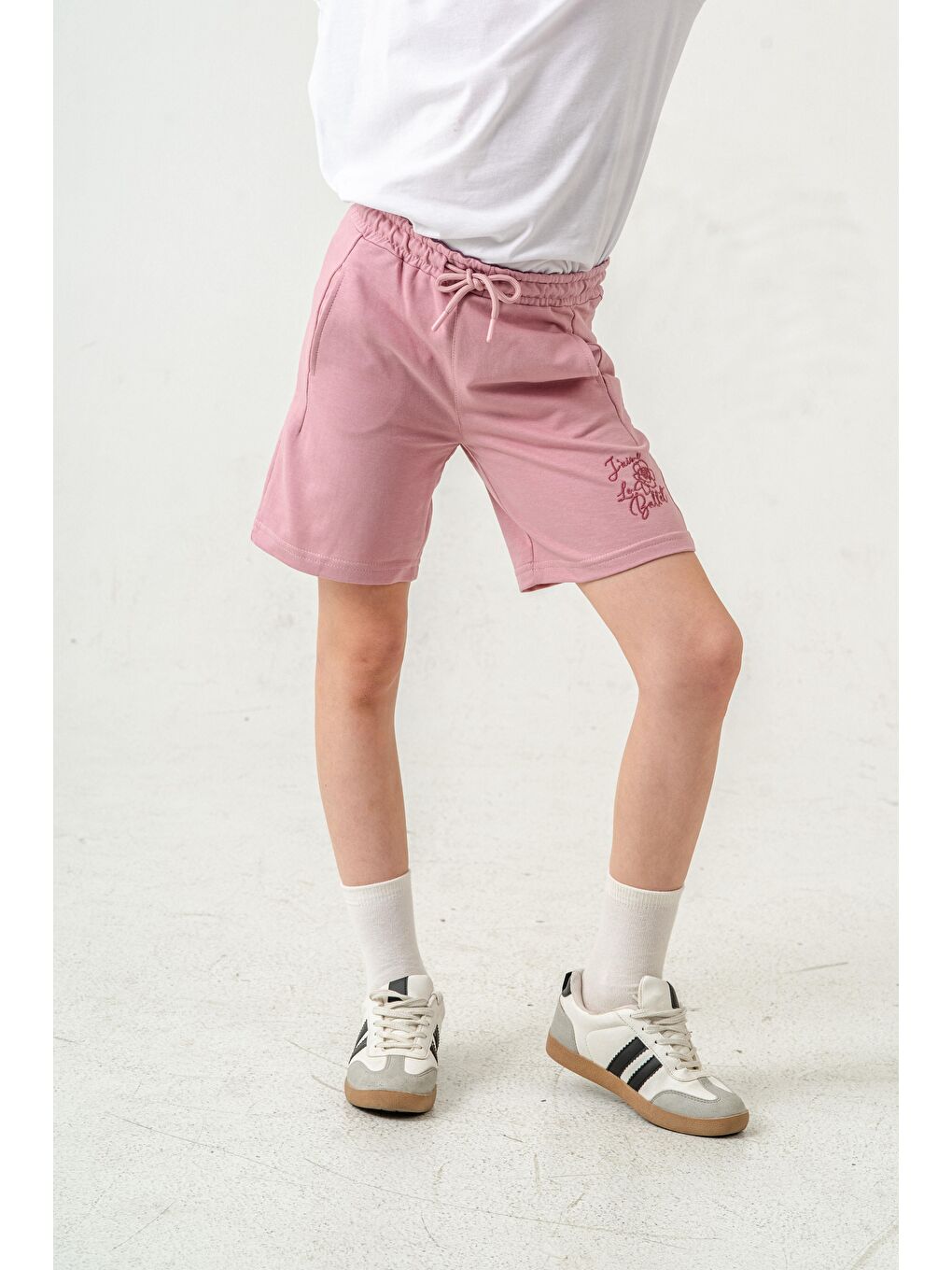 Pembe Jaime Le  Bullet Nakışlı Kız Çocuk Şort-5