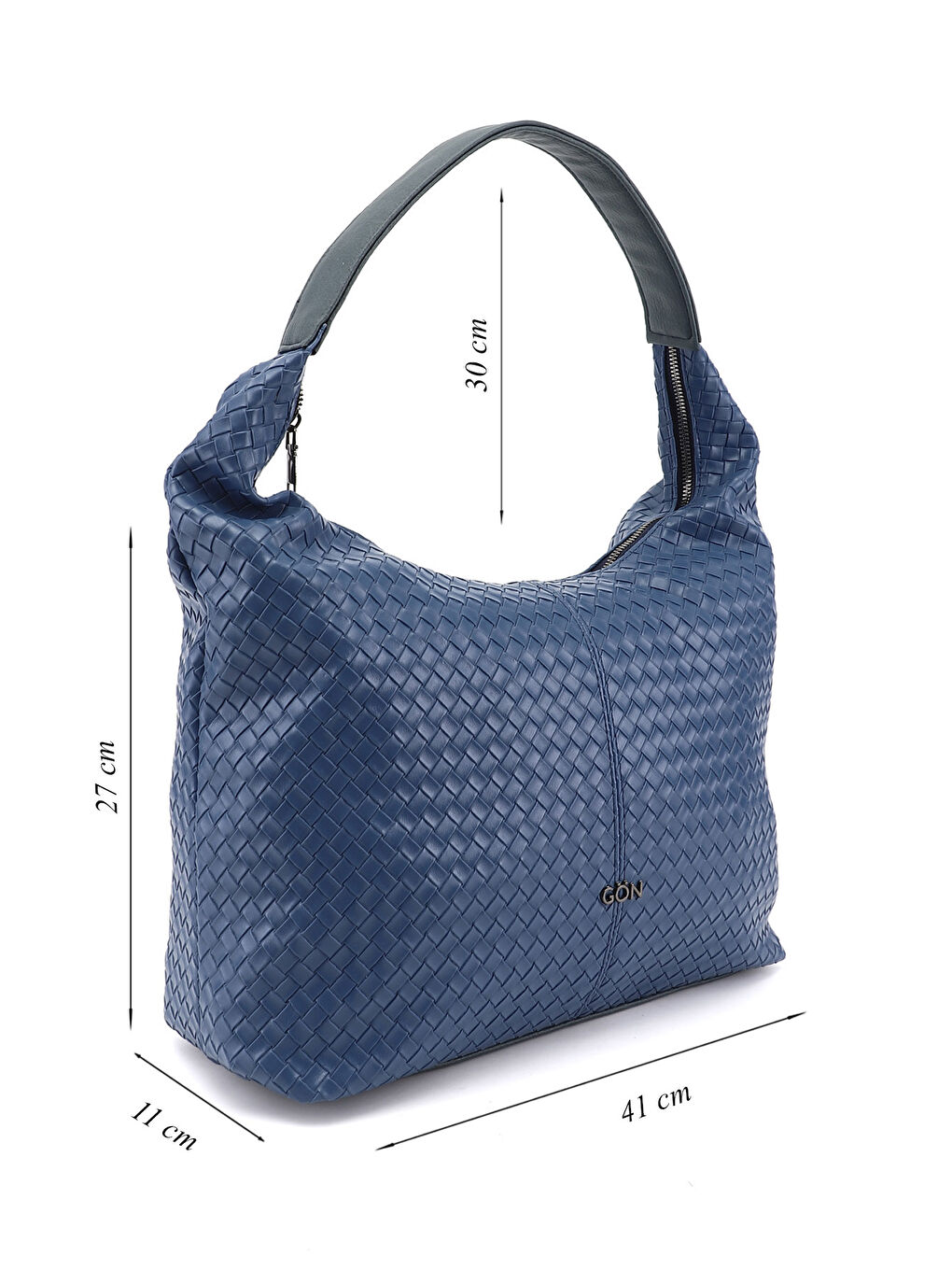 Lacivert Kadın AÇIK LACİVERT Örgü Baskılı Omuz Çantası-1