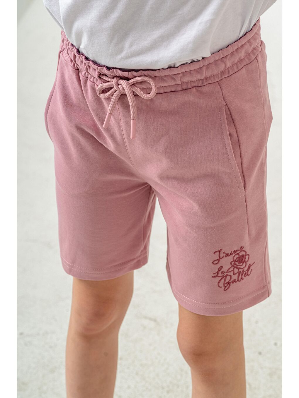 Pembe Jaime Le  Bullet Nakışlı Kız Çocuk Şort-6