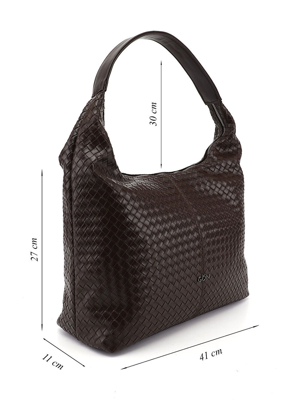 Kahverengi Kadın KAHVERENGİ Örgü Baskılı Omuz Çantası-1