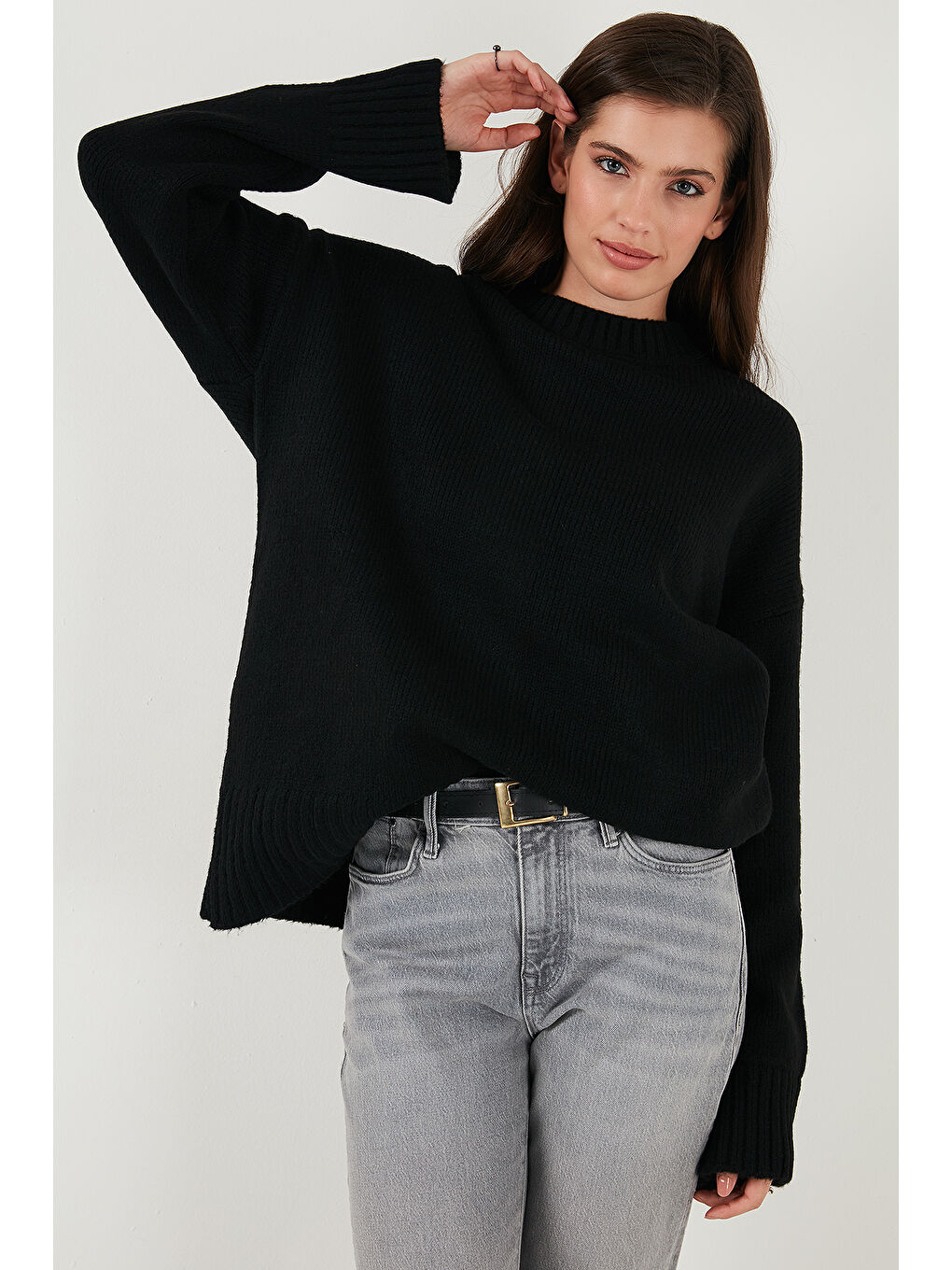 Siyah Regular Fit Bisiklet Yaka Basic 2'li Paket Triko Kazak 4616213S2-2