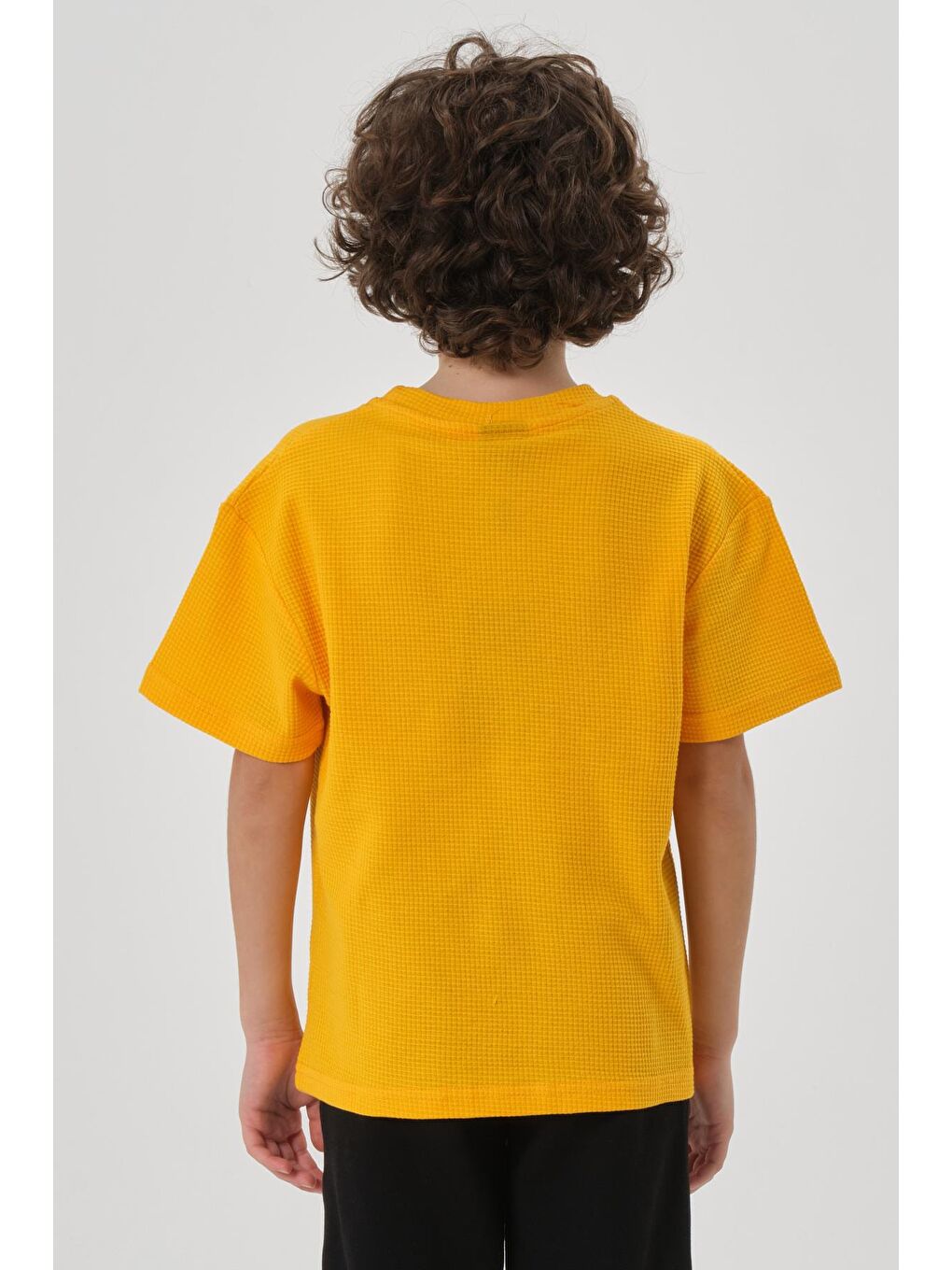 Sarı Erkek Çocuk Waffle Kumaş Yazlık T-Shırt-5