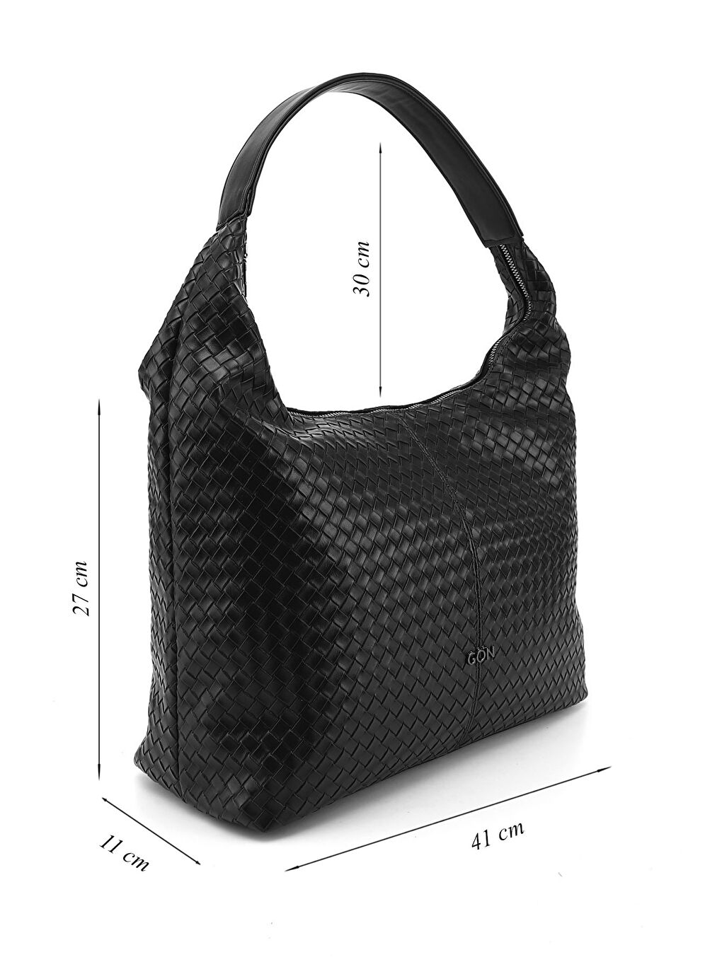 Siyah Kadın SİYAH Örgü Baskılı Omuz Çantası-1