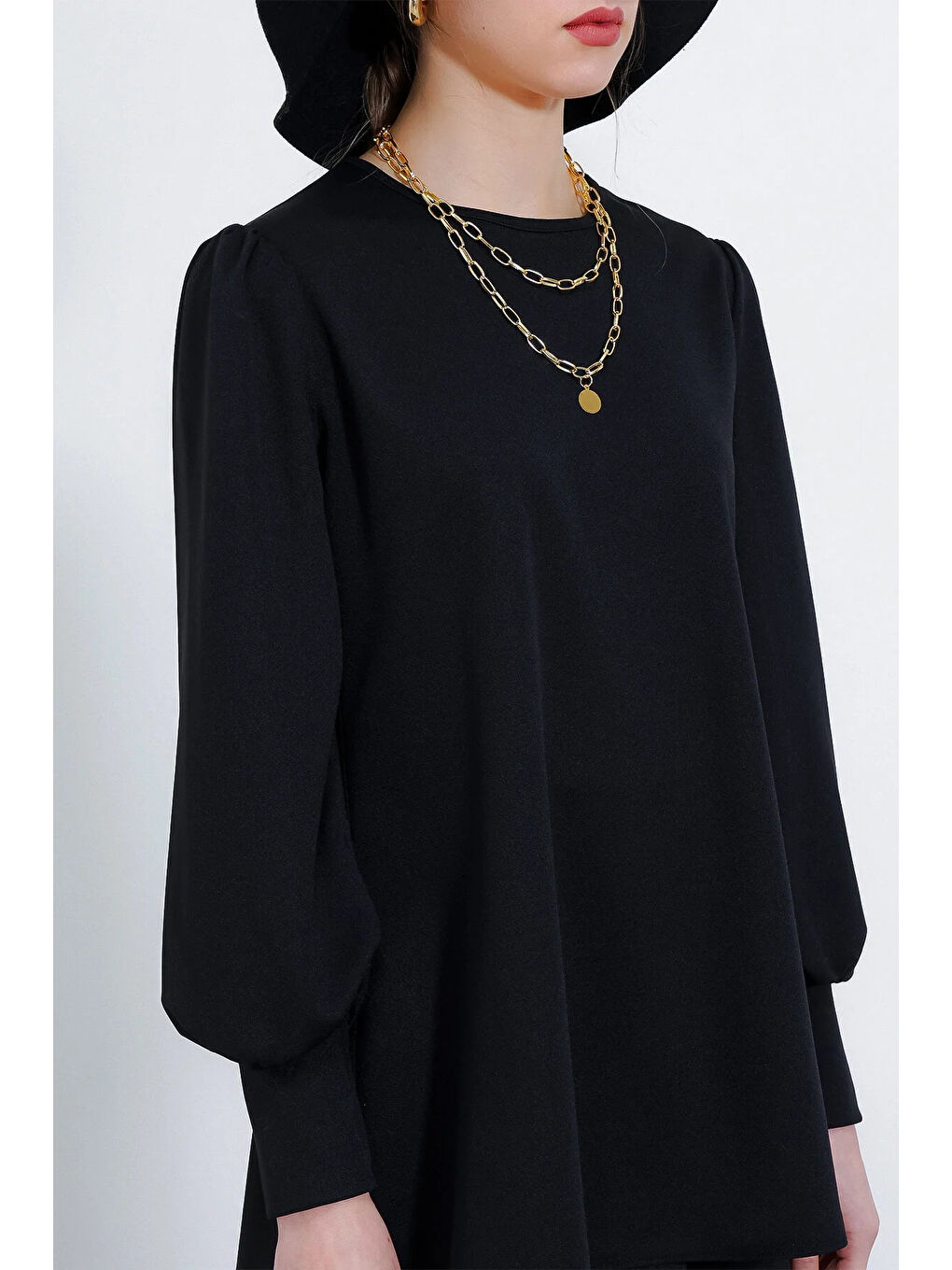 Kadın Siyah Örme Etek Tunik Alt Üst Takım HZL25S-BD180141-3