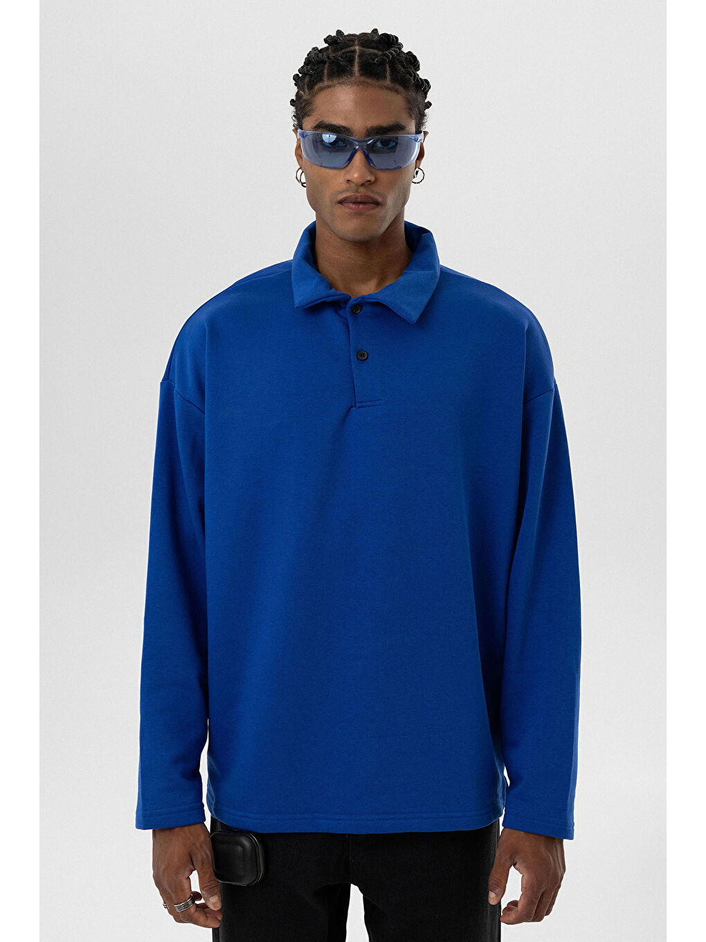 VAMOSCLO Saks Basic Polo Yaka Erkek Sweatshirt - 1