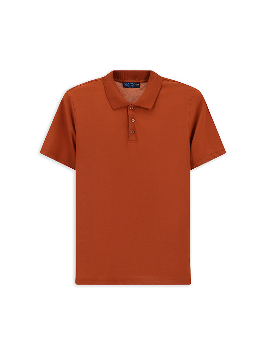 Kahverengi Polo Yaka Regular Fit Nakışlı Pamuklu Büyük Beden Tişört-8