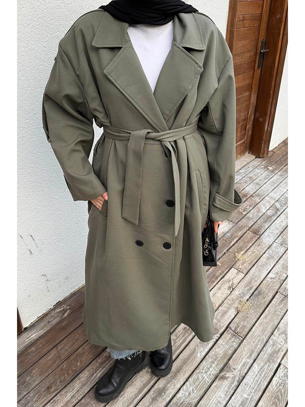 Uzun Apoletli Trenç Haki-2