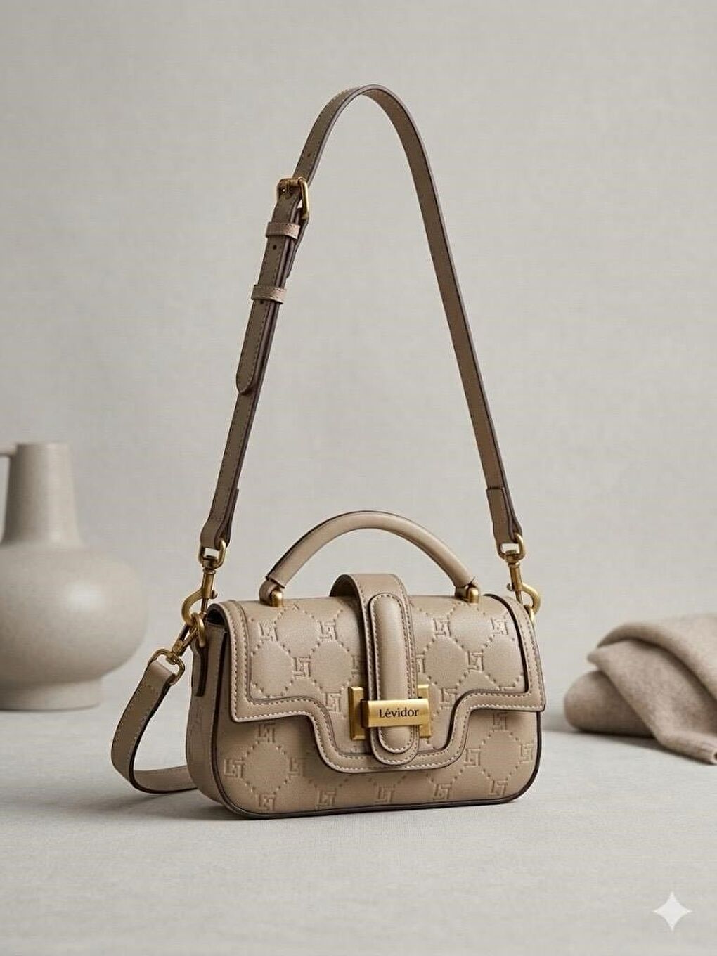 Bej Premium Vizon Kadın Omuz Çantası 930404