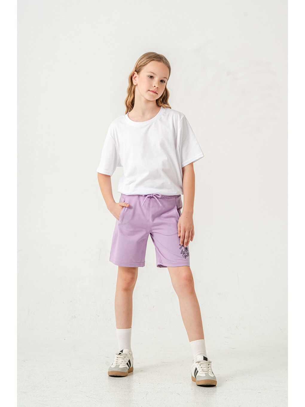 Lila Jaime Le  Bullet Nakışlı Kız Çocuk Şort-1