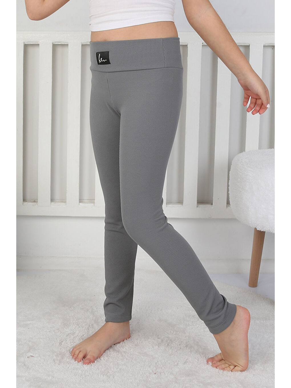 Gri Kız Çocuk Füme Kız Çocuk Tayt - 26728-2