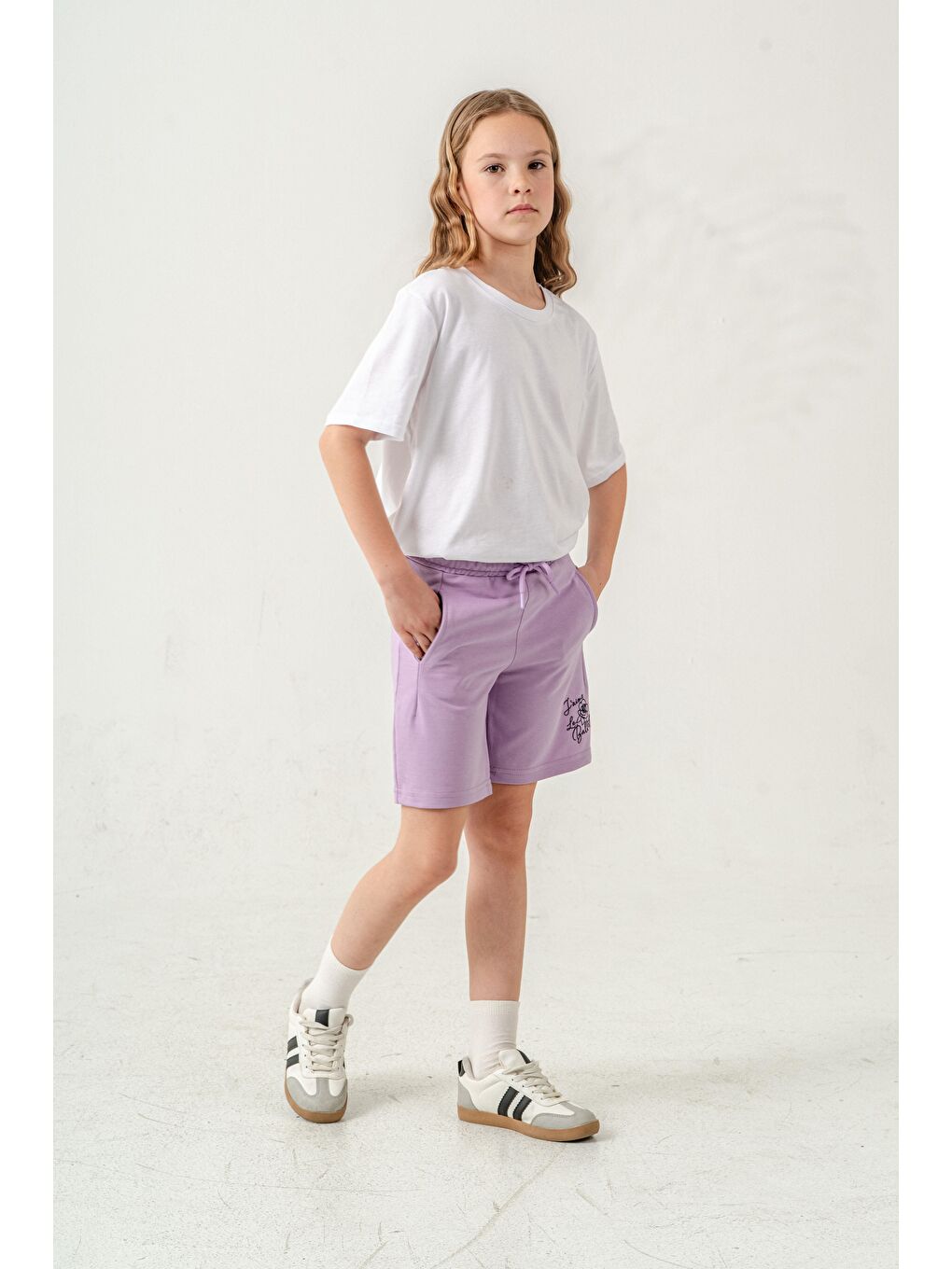 Lila Jaime Le  Bullet Nakışlı Kız Çocuk Şort-4