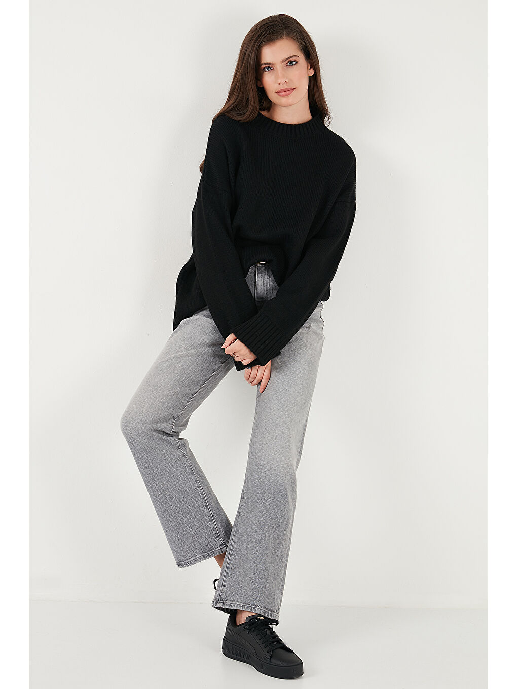 Siyah Regular Fit Bisiklet Yaka Basic 2'li Paket Triko Kazak 4616213S2-3