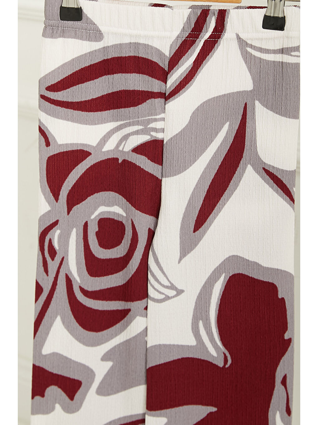 Kız Çocuk Bordo Kız Çocuk Desenli Beli Lastikli Pantolon - 26821-1