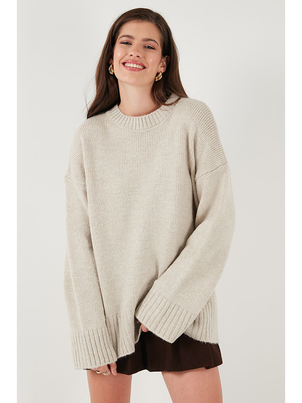 Bej Regular Fit Bisiklet Yaka Basic 2'li Paket Triko Kazak 4616213S2-2