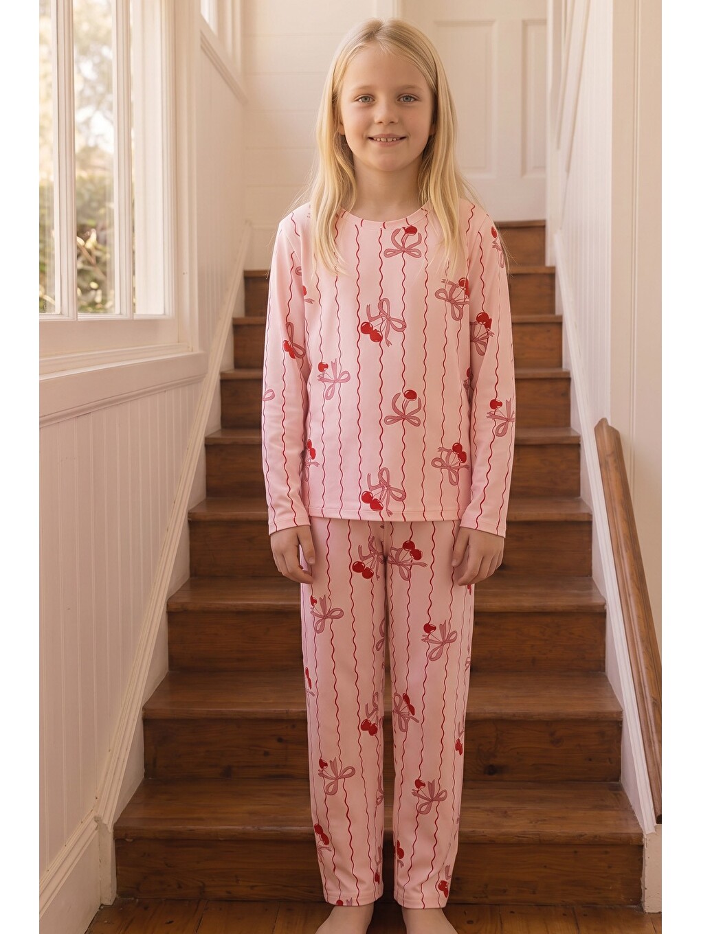 Pembe Desenli Termal Kumaşlı Ultra Soft Yumuşak Örme Pijama Takımı-3