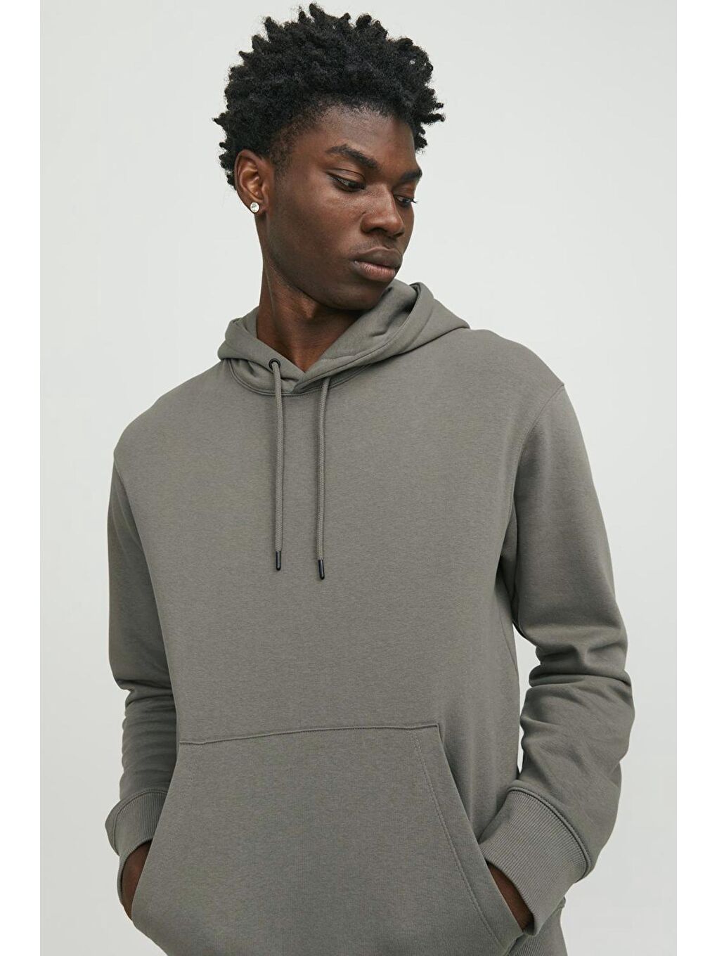 Jack & Jones Yeşil Essentials Jjestar Pamuklu Kapüşonlu Erkek Sweat 12208157