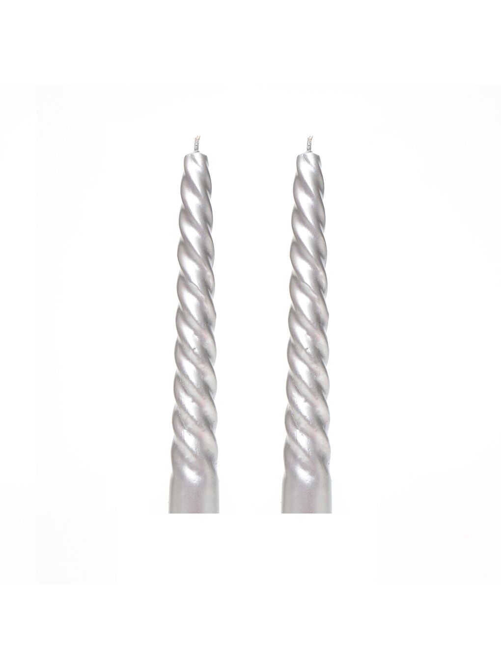 Gri 2li Gümüş Burgulu Şamdan Mum Seti