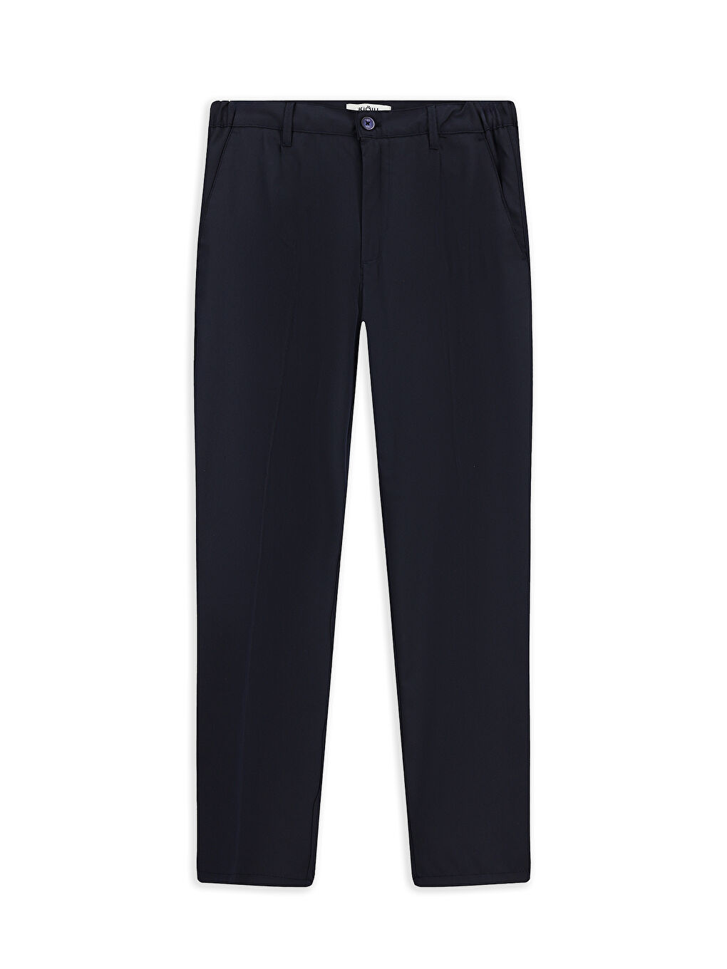 Lacivert Straight Relaxed Fit Elastanlı Beli Lastikli Kanvas / Chino Pantolon